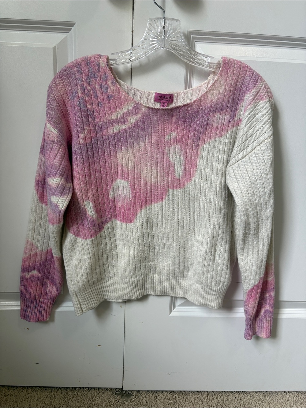 Francesca’s miami Pink & Cream Ribbed Tie-Dye Sweater